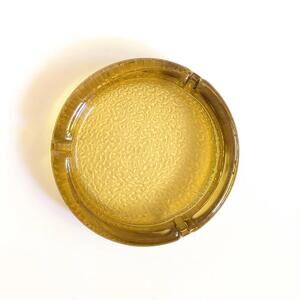Vintage Blenko Style Amber Glass Ashtray with Textured Bottom